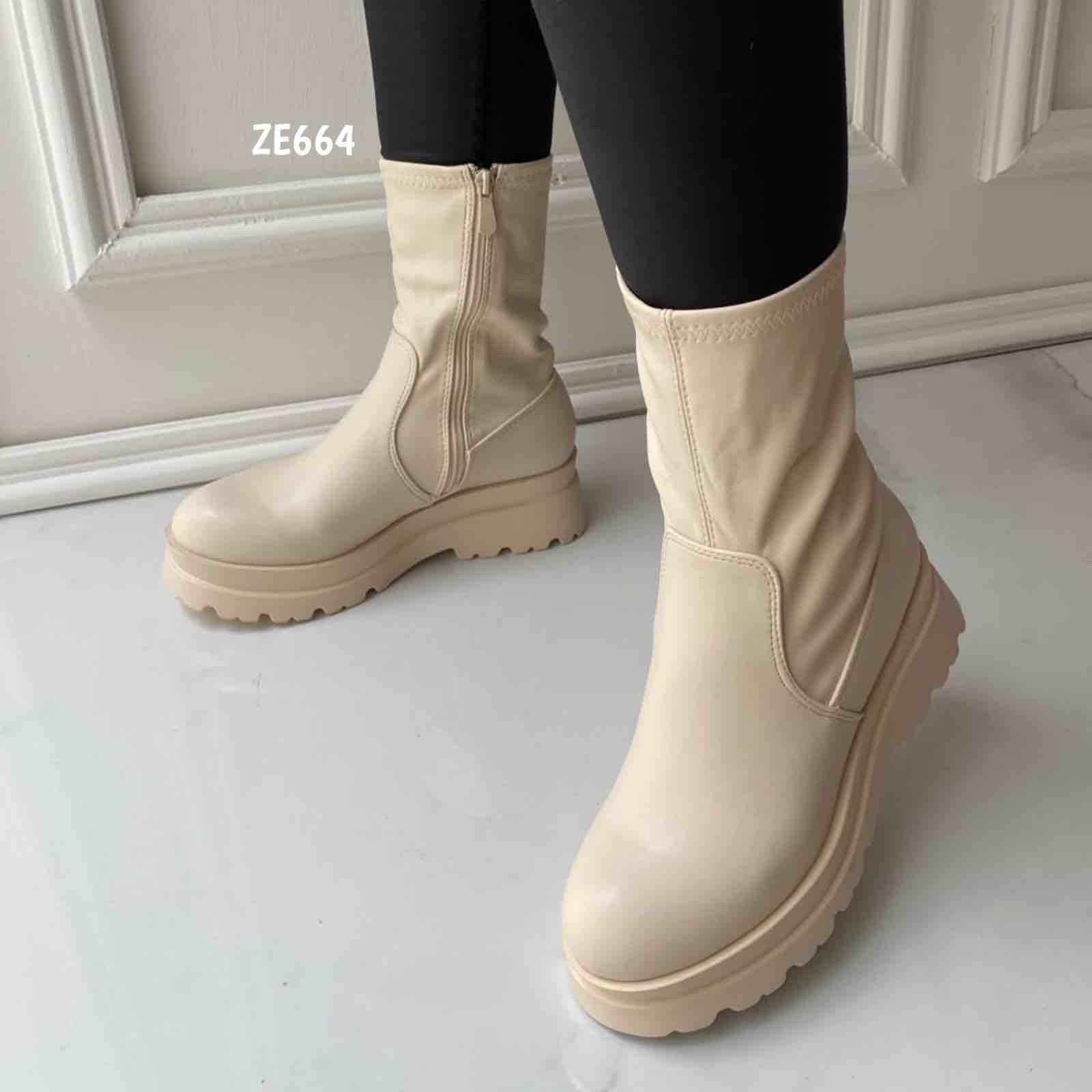 Botin beige suela 4cm B-688